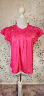 Blusa rosa neón pedreria