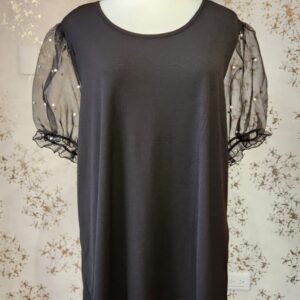 Blusa manga bombacha pedrería de perlas