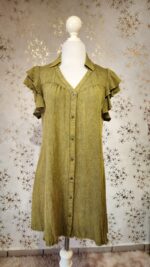 Vestido verde tipo mezclilla olanes