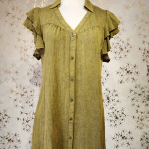 Vestido verde tipo mezclilla olanes