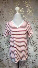 Playera rayas algodón, cuello v