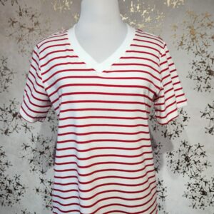 Playera rayas algodón, cuello v