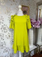 Vestido verde lima, manga globo